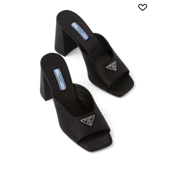 Black Prada Satin Sandal Heels - 38.5/8.5 - Picture 1 of 6